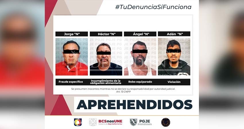 Ejecutan cuatro órdenes de aprehensión por diversos delitos