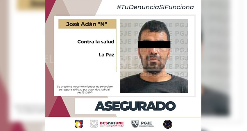 Originario de Sinaloa, José Andán fue detenido con droga en La Paz