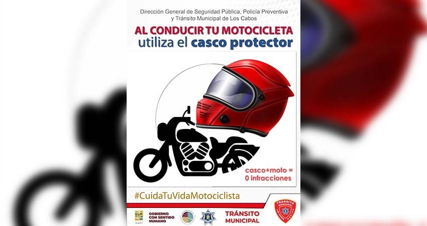 Arranca Seguridad Pública de Los Cabos campaña de concientización sobre el uso del casco protector en motocicletas