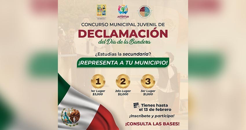 Si tienes entre 12 y 15 años el INJUVE te invita a participar en el Concurso Municipal “Declamación del Día de la Bandera”