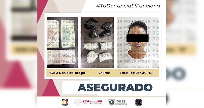 Fue asegurado un hombre en posesión de más de 6 mil dosis de narcóticos