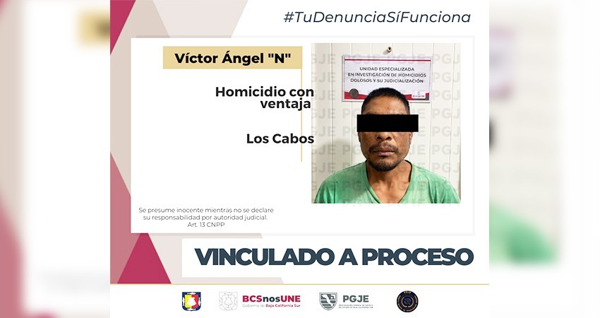 Vinculan a proceso a Ángel “N” por el asesinato de un hombre en CSL