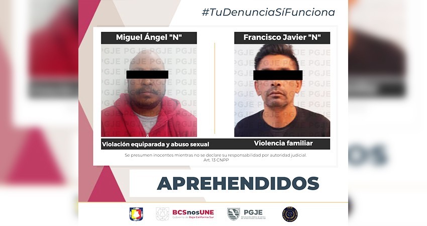 Aprehende PGJE a dos personas por delitos sexuales y contra la familia