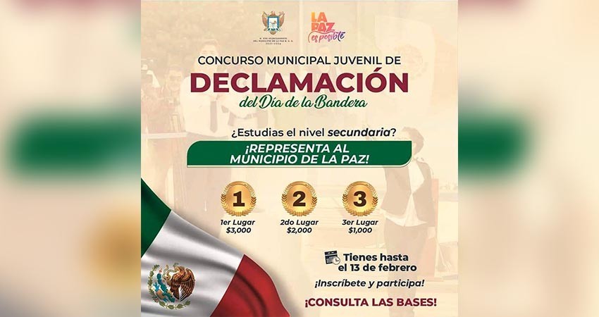 Invita Ayuntamiento La Paz al Concurso Juvenil de Declamación 2023