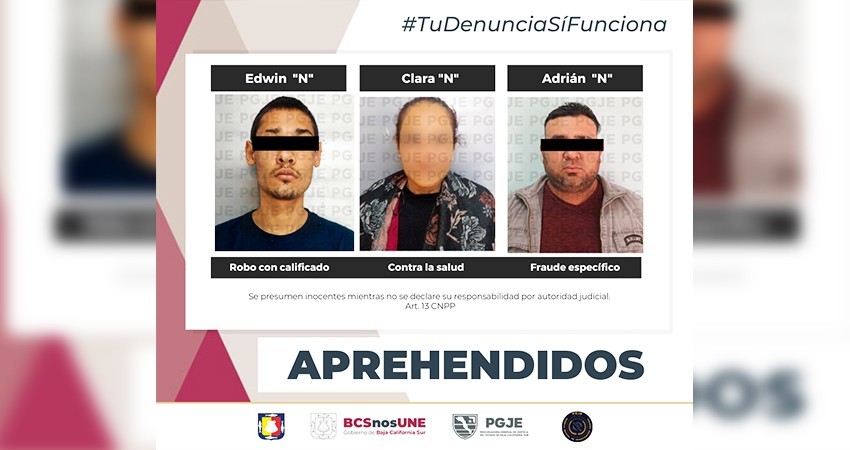 Tres personas son detenidas en La Paz por diversos delitos