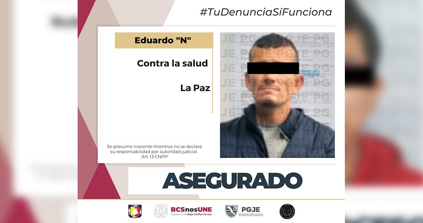 Con 250 dosis de cristal es asegurado Eduardo “N” en La Paz