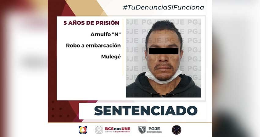 Arnulfo “N” pasará 5 años en prisión responsable de robo de embarcación