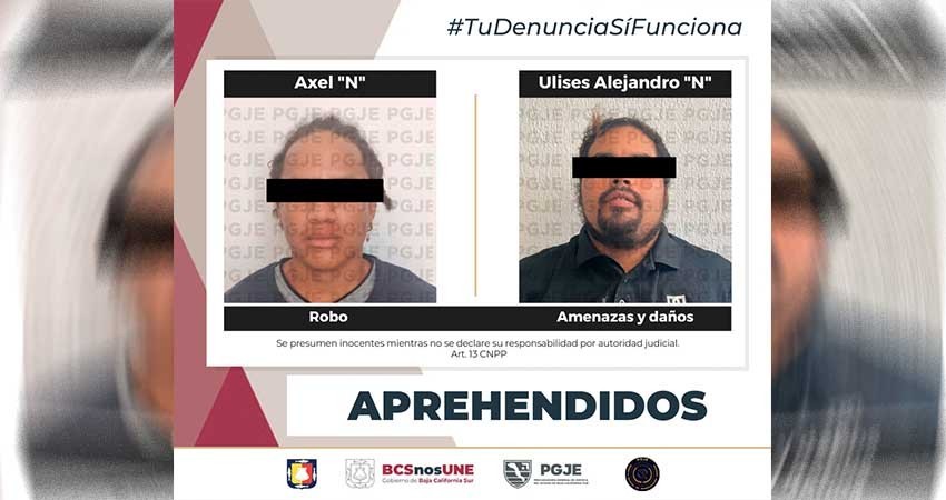 Aprehende PGJE a dos personas en BCS por diversos delitos