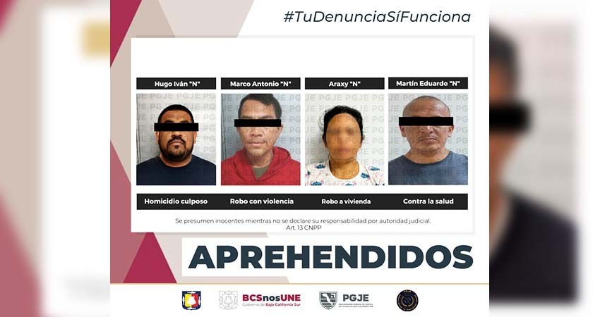Son detenidas cuatro personas por diversos delitos