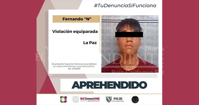 Aprehende PGJE a un hombre buscado por el delito de violación en La Paz
