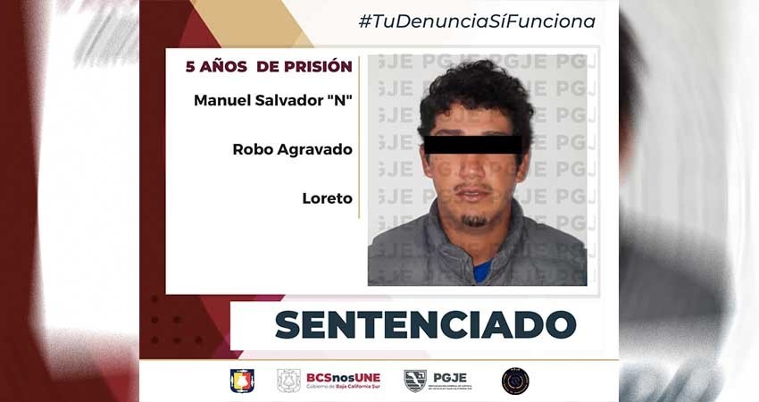 Dan sentencia de 5 años de prisión a Salvador “N” por el delito de robo