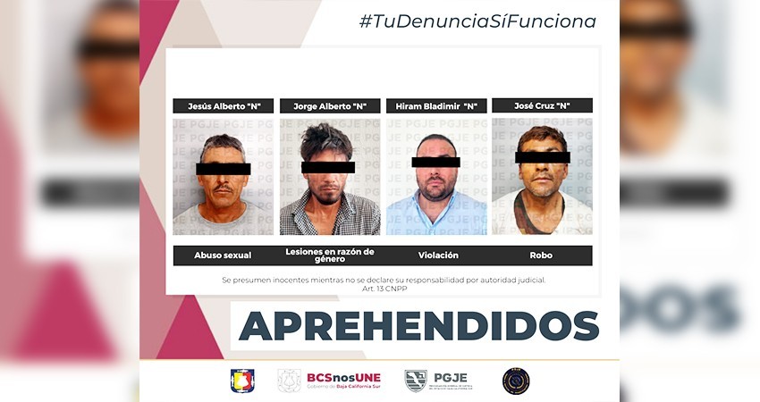 Son detenidas cuatro personas por el delito de robo y delitos sexuales