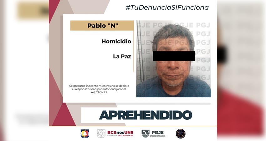 Fue aprehendido Pablo “N” por el delito de homicidio en La Paz