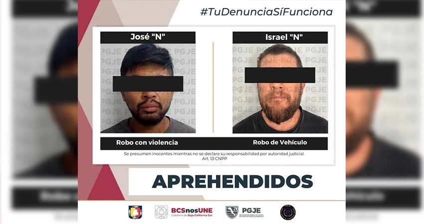 Son aprehendidas dos personas por el delito de robo