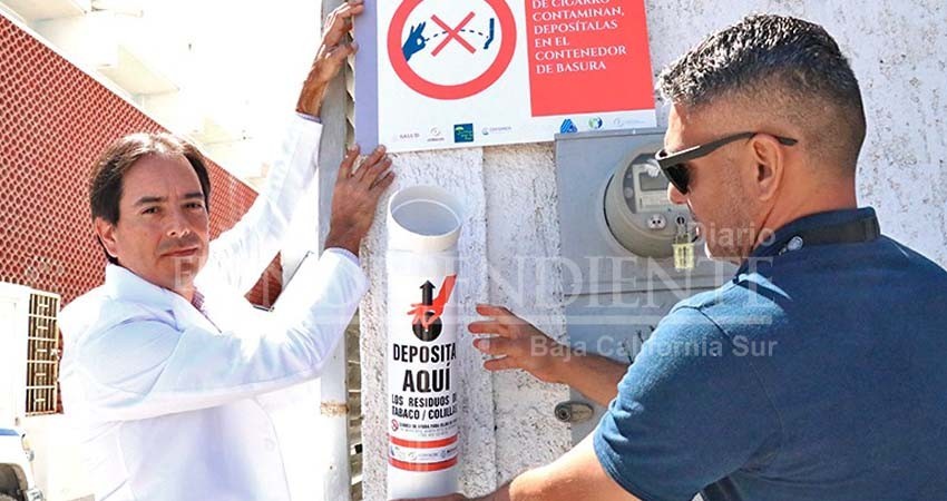 Instala salud estatal recolectores de colillas en espacios al aire libre