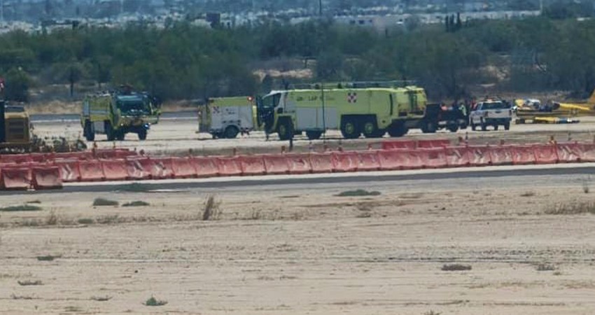 Se despista avioneta de la Fuerza Aérea Mexicana en aeropuerto de La Paz
