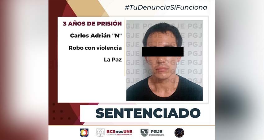 Adrián “N” fue sentenciado a más de 3 años de prisión por el delito de robo con violencia