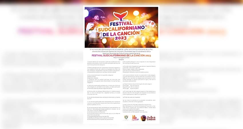 Continúa abierta la convocatoria del Festival Sudcaliforniano de la Canción