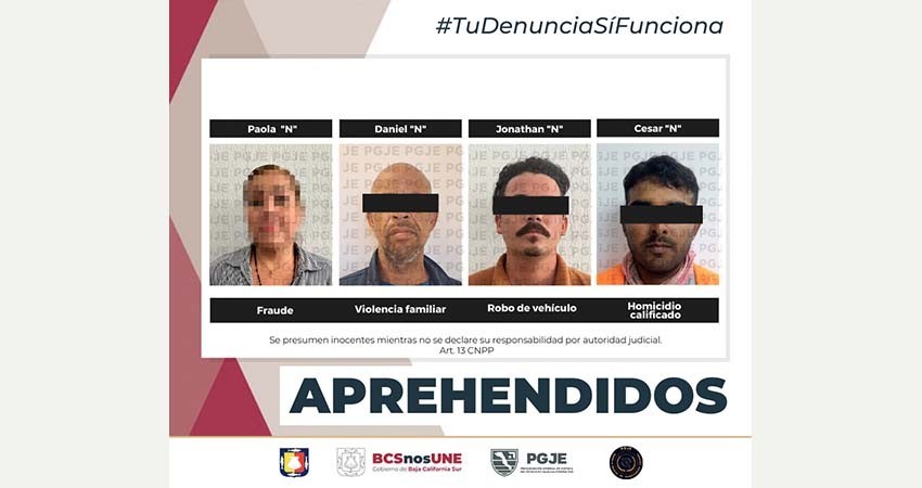 Aprehende PGJE a 4 personas por diversos delitos