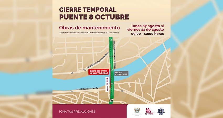 Cierre parcial de circulación en el puente 8 de Octubre