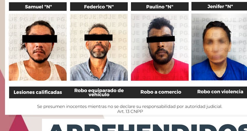 Son aprehendidas 4 personas por diversos delitos