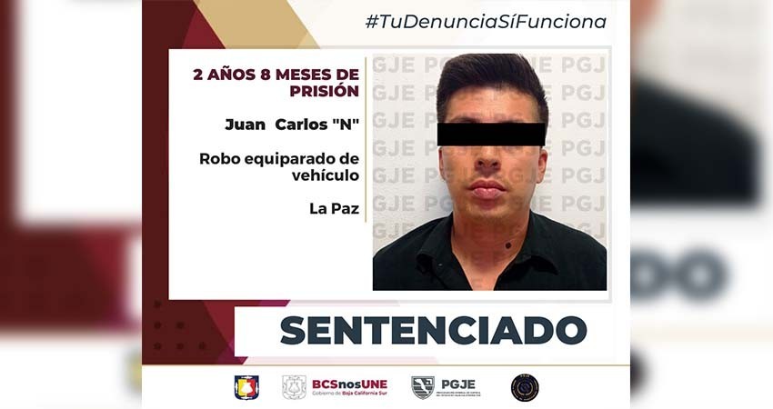 Sentencian más de 2 años de prisión a responsable de robo equiparado de vehículo