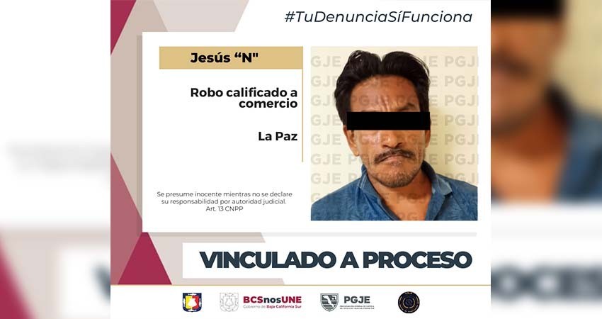 Queda en prisión preventiva Jesús “N” por el delito de robo a comercio en La Paz