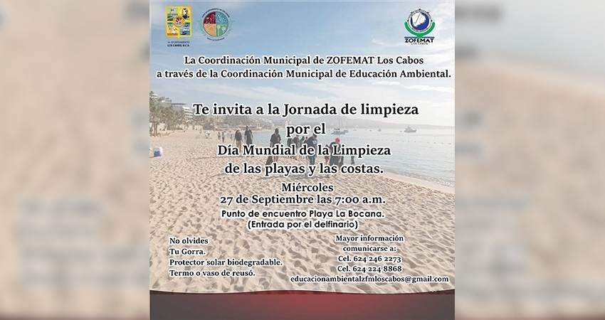 Invitan a la población a la jornada de limpieza para celebrar el Día Mundial de la Limpieza de Las Playas y Las Costas