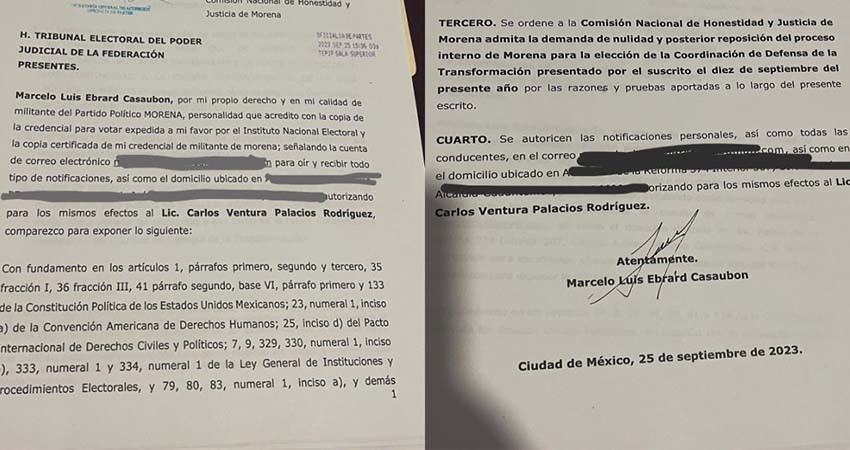 Ebrard denuncia a Morena ante el Tribunal Electoral por proceso interno