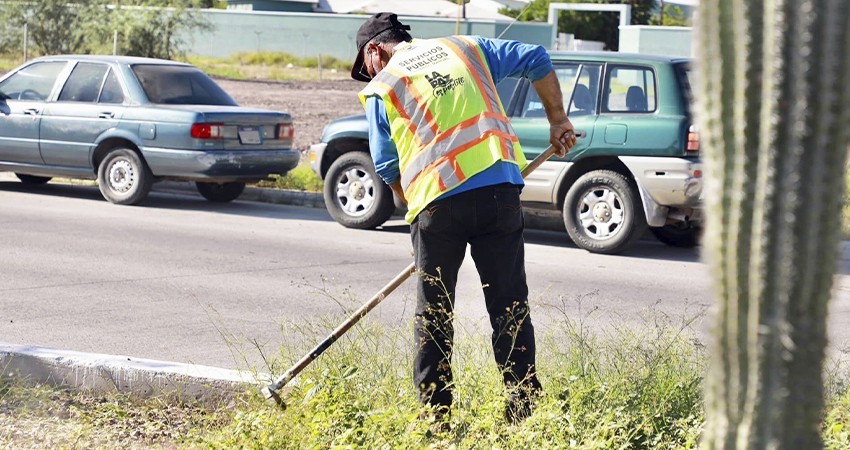 Realiza Servicios Públicos limpieza de 1.8 kilómetros en el bulevar Padre Kino