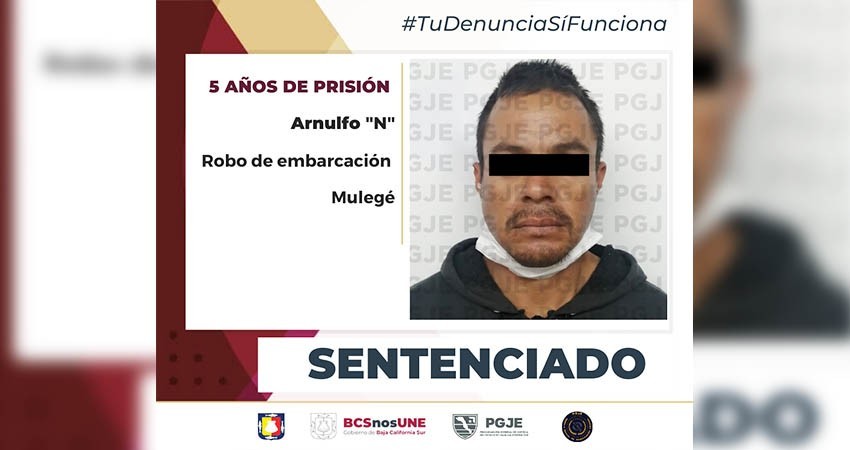 Sentencian a 5 años de prisión para responsable de robo de embarcación en Guerrero Negro