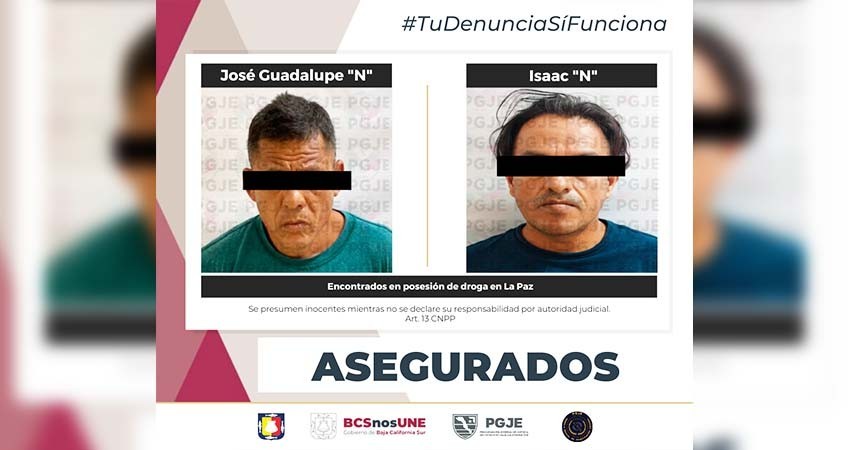 Fueron asegurados dos hombres con narcóticos en La Paz