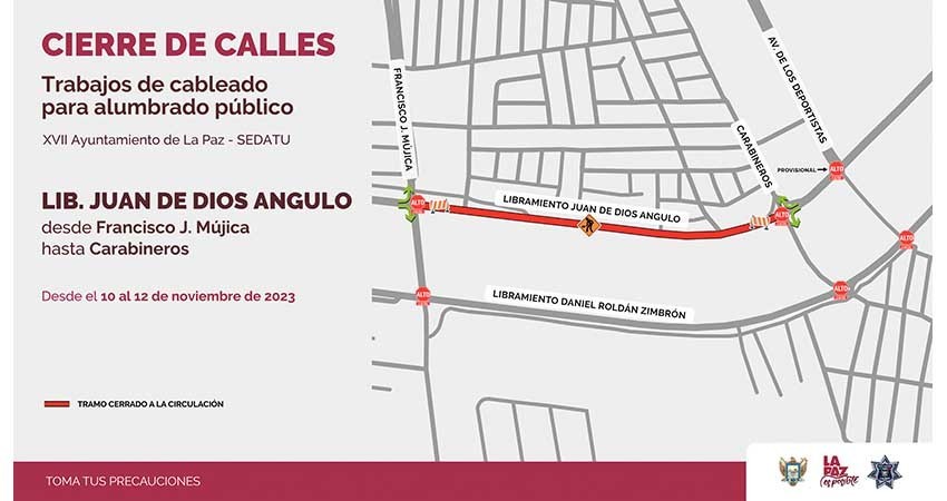 Habrá cierre vial del Libramiento Angulo por trabajos de cableado para alumbrado público