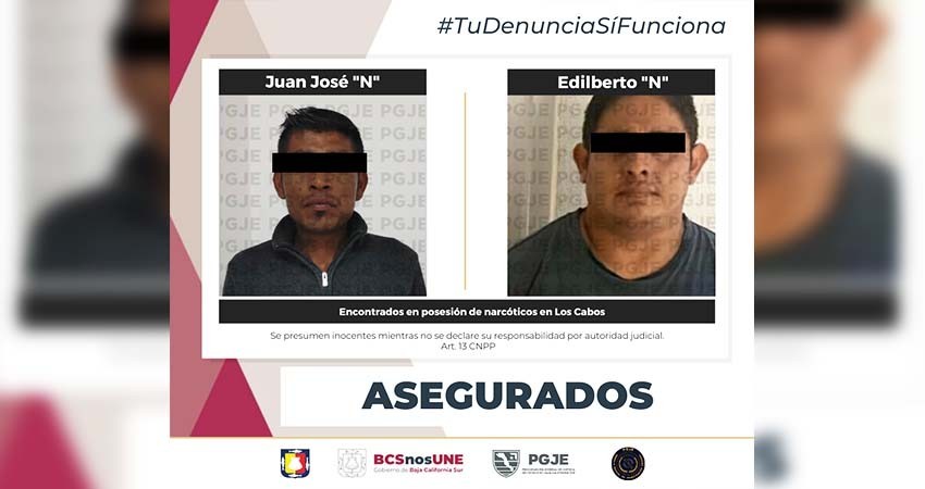 Fueron detenidos dos hombres en posesión de narcóticos en Los Cabos