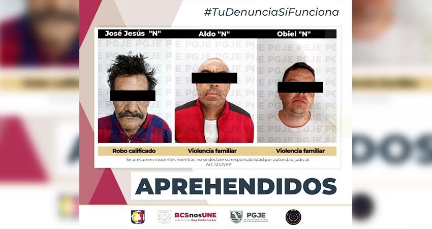 Tres personas fueron aprehendidas por agentes de investigación de la PGJE