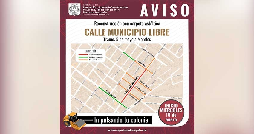 Reconstruirán la calle municipio libre de colonia Lázaro Cárdenas en La Paz