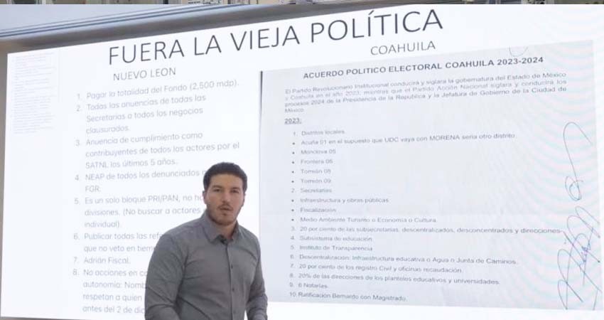Gobernador de Nuevo León exhibe demandas de PRI-PAN en NL; los compara con Coahuila