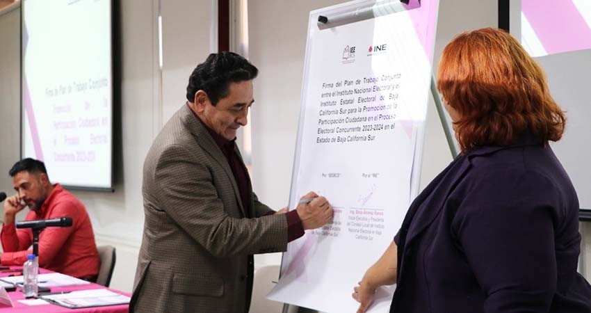 Firman plan de trabajo IEEBCS e INEBCS para fortalecer la promoción de la participación ciudadana