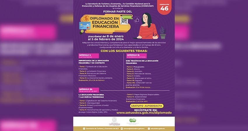 Invita SETUE a diplomado en educación financiera