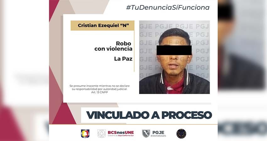 Ezequiel “N” quedó en prisión preventiva por robo con violencia a comercio en La Paz