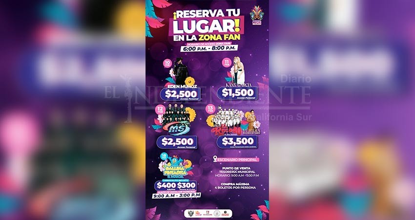 Continúa la venta de boletos de la -Zona Fan- para el Carnaval La Paz 2024