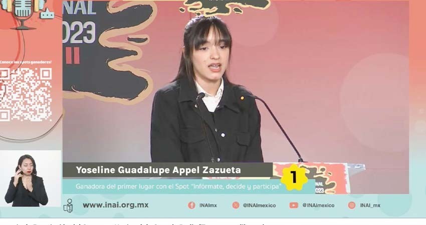 Estudiante de UABCS se alza como ganadora en Concurso Nacional de Spot de Radio convocado por el INAI