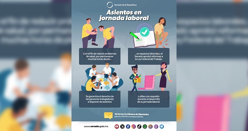 Senado aprueba reforma que obliga a empresas dar asientos a los trabajadores