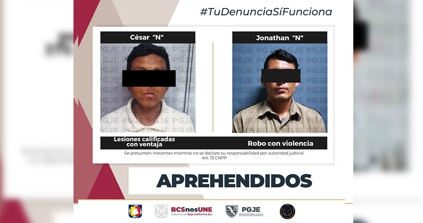 En Los Cabos fueron detenidas 2 personas relacionadas con hechos delictivos