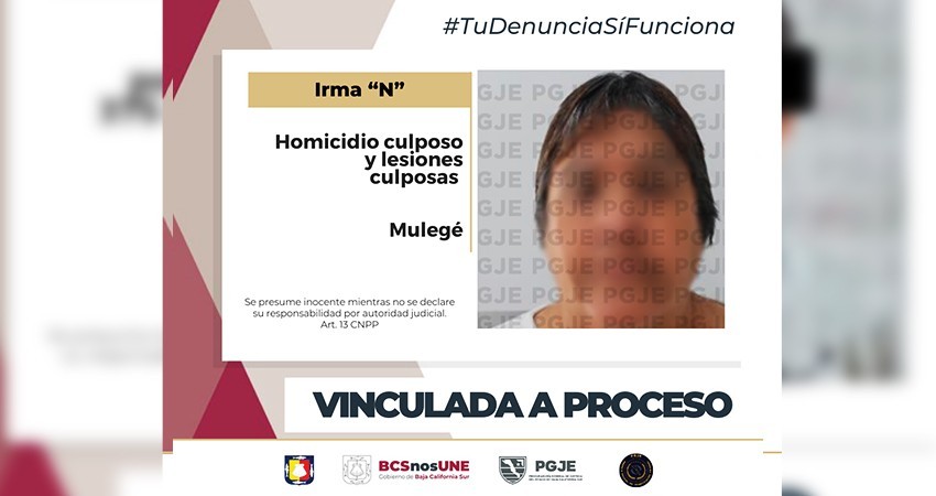 Vinculan a proceso a Irma “N” por homicidio y lesiones culposas
