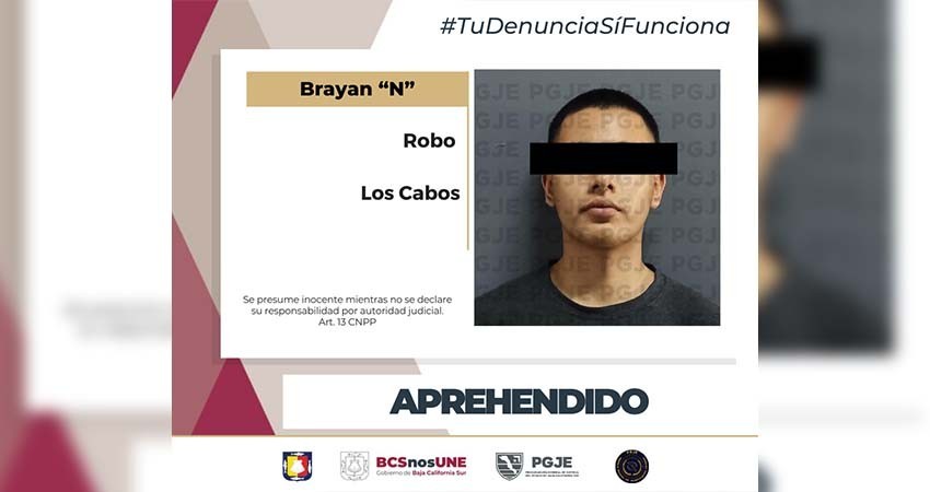 Cumplimenta PGJE orden de aprehensión a Brayan “N” por el delito de robo