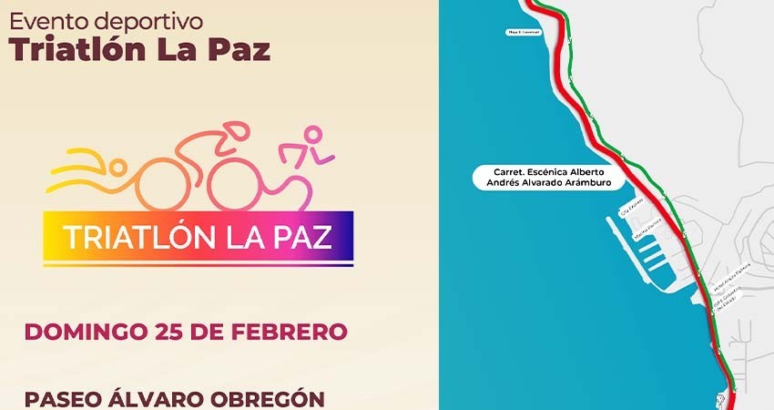 Este domingo cerrarán el malecón por la primera fecha del serial Estatal Triatlón La Paz