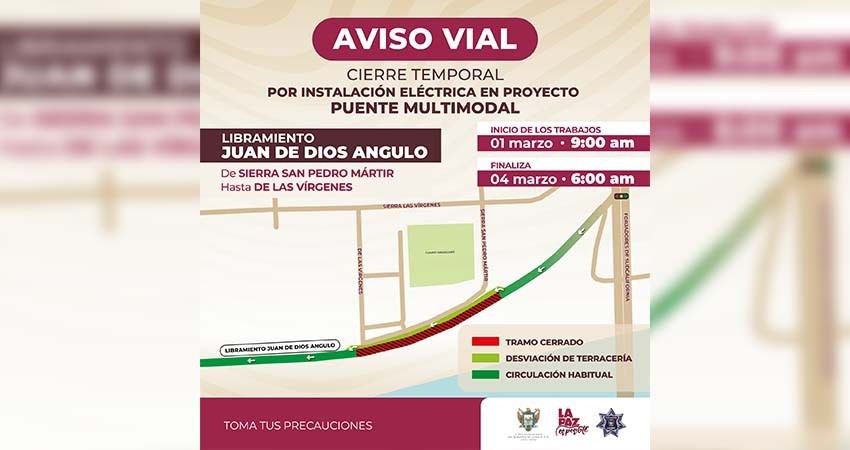 De manera temporal cerrarán el Libramiento Angulo por trabajos eléctricos en el proyecto Puente Multimodal