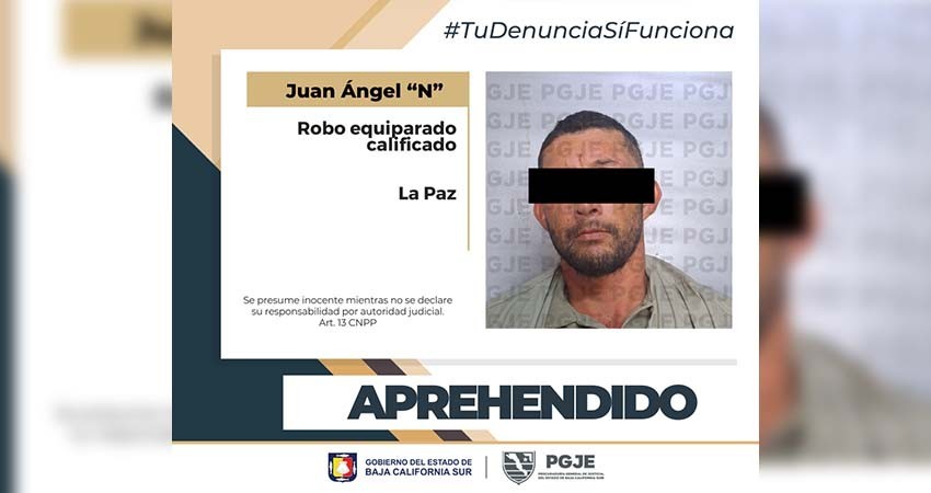 Aprehenden a Juan “N” por el delito de robo con violencia
