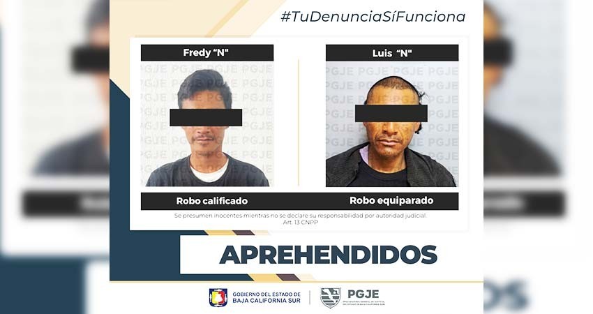 Fueron aprehendidas dos personas por diversos delitos en Los Cabos